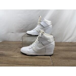 Nike Dunk Sky Hi White Wedge Sneakers High Top Shoes 644877-101 Womens 8
